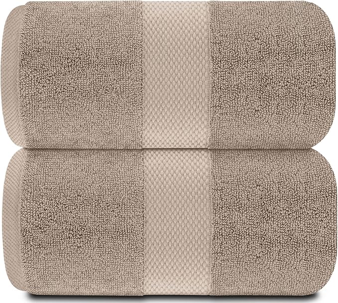 White Classic Luxury Soft Bath Sheet Towels - 650 GSM Cotton Luxury Bath Towels Extra Large 35x70 | Highly Absorbent and Quick Dry | Hotel Collection Extra Large Bath Towels Oversized, Taupe, 2 Pack