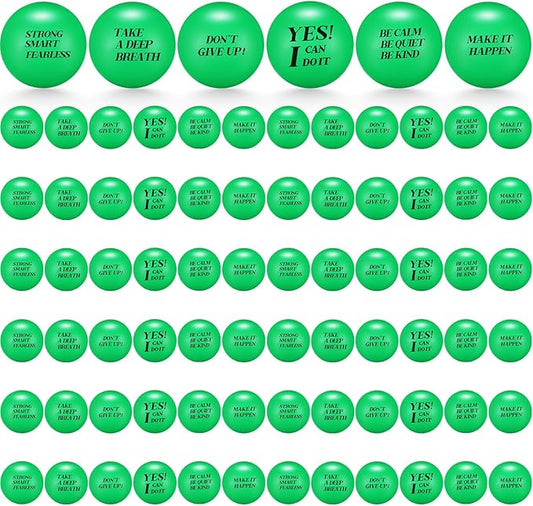 Jerify 72 Pcs Motivational Stress Balls Bulk Inspirational Stress Balls Colorful Foam for Adults Hand Exercise Small Therapy Fidget Relief Anxiety Toys for Coworkers Gifts Fidget(Green)