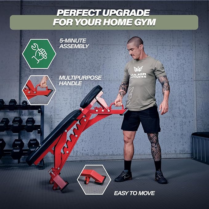 MAJOR FITNESS Weight Bench, Adjustable Workout Bench for Strength Training, Bench Press, and Full-Body Workouts for Home Garage Gym