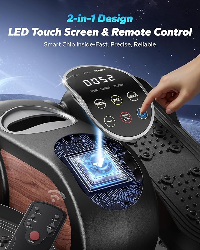 MERACH Under Desk Elliptical Machine, Ellipse Leg Exerciser as Seen on TV for Seniors with Remote Control & 12-Speeds, Quiet Portable Electric Seated Pedal Exerciser Machine for Home Office