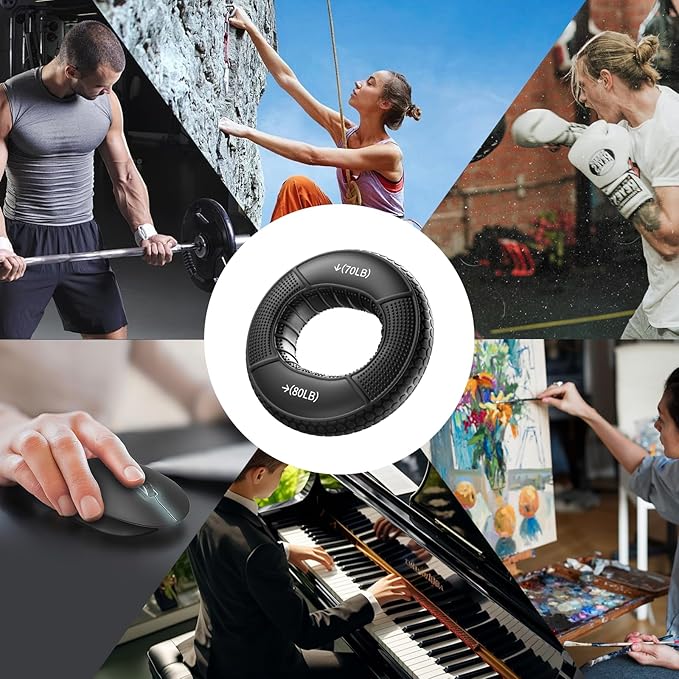 Hand Grip Strengthener, Grip Strength Trainer, Fingers Exerciser - Silicone Rings for Muscle Training Sports Rock Climbing Finger Rehabilitation Training,Hand & Wrist Muscles Trainer Stress Relief,5 Resistance Levels