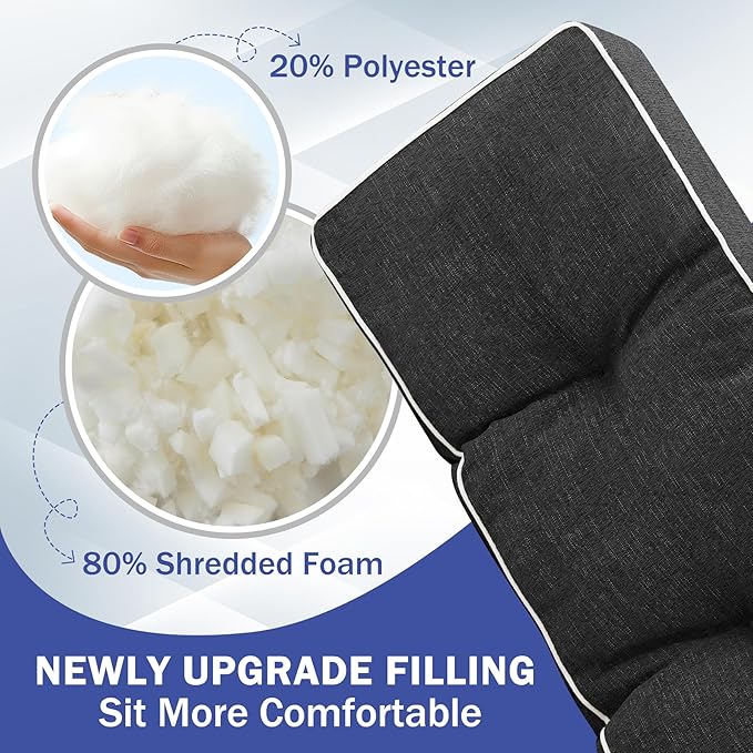 Bench Cushions for Outdoor Furniture, 42 x 16 Inch Outdoor Bench Cushion, Patio Bench Cushion with Durable Ties, Long Patio Seat Cushions for Garden, Indoor, Kitchen&Dining, Black