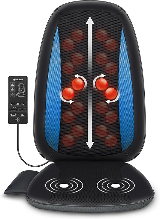 COMFIER Shiatsu Back Massager with Heat,Deep Tissue Kneading Massage Seat Cushion,Massage Chair Pad for Full Back,Body Massager for Home or Office Chair use, Gift