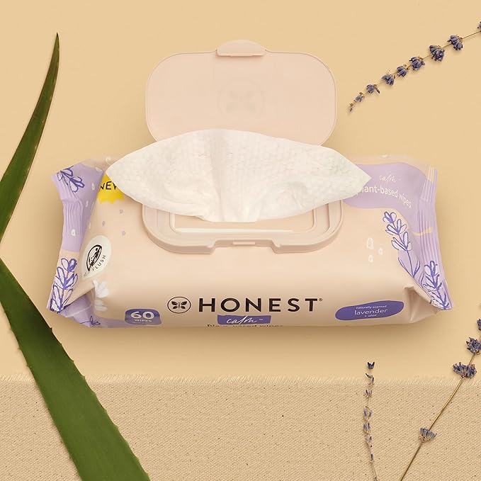 The Honest Company Calm + Cleanse Naturally Scented Wipes | Cleansing Multi-Tasking Wipes | 99% Water, Plant Based, Hypoallergenic | Lavender, 240 Count