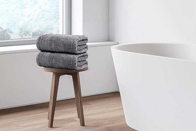 Tens Towels Pack of 4 Extra Large Bath Towels 30 x 60 Inches, 100% Cotton, Larger & Lighter Weight, Quicker to Dry, Super Soft and Absorbent, Perfect for Bathroom, Dark Grey