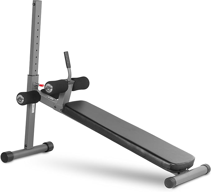 XMARK Adjustable Decline Abdominal Sit-up Bench, 12 Resistance Levels, Gray or Black