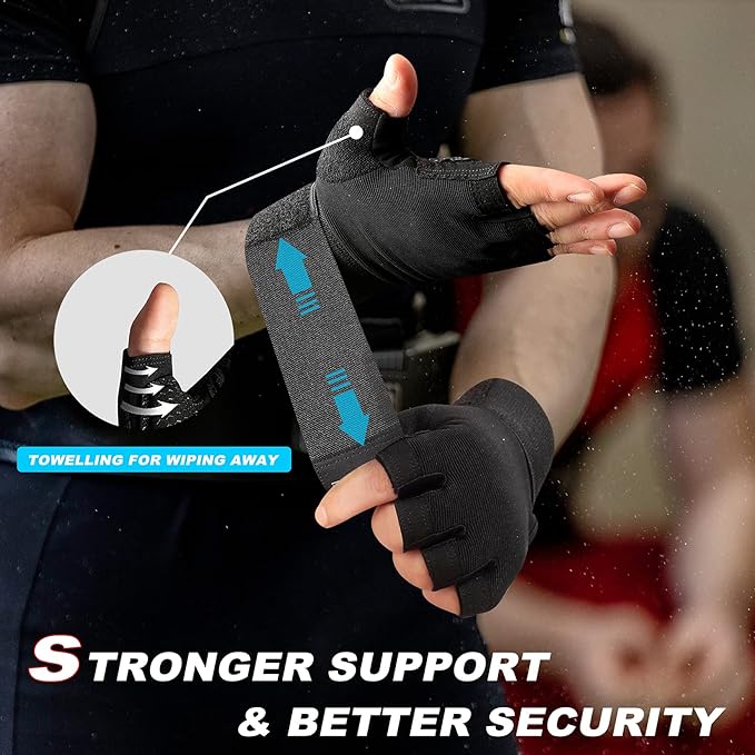 Workout Gloves with Wrist Wrap Support, Weight Lifting Gloves with Full Palm Protection & Extra Grip for Men Women Gym Exercise, Fitness, Weightlifting, Pull ups