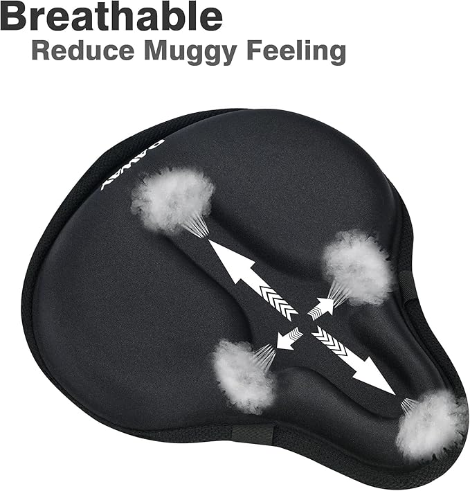 DAWAY Comfortable Bike Seat Cover - Silicone Gel & Memory Foam Padded Bike Seat Cushion for Men Women - Soft Bicycle Saddle Cover for Peloton, Stationary Exercise, Mountain Road Bikes - XL/Large/Small