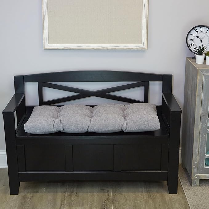 Klear Vu The Gripper Omega Non-Slip Tufted Bench Cushion for Indoor Furniture, Entryway Storage, Bay Window, 33 Inches, Chenille Gray