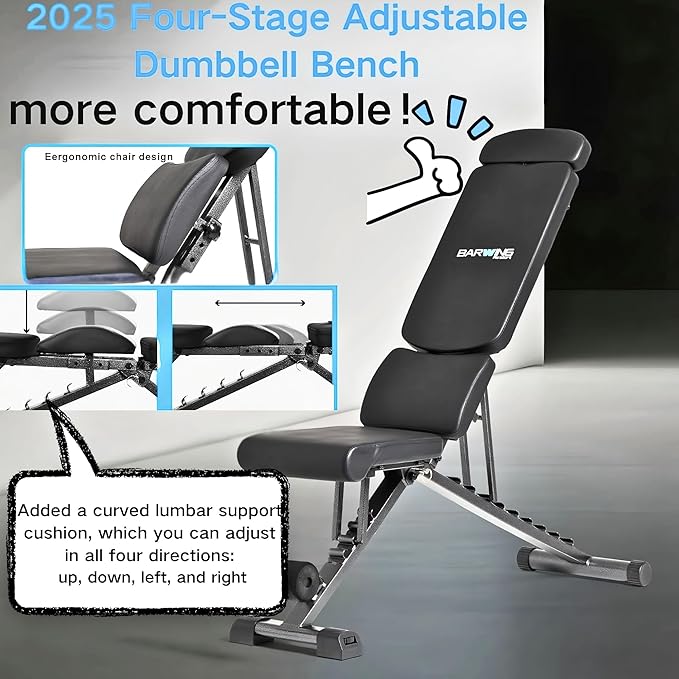 BARWING 2025 Upgraded Adjustable Weight Bench for Home Gym,800LBS,700LBS,Foldable Incline Workout Bench for Full Body Workout Easy Assembly