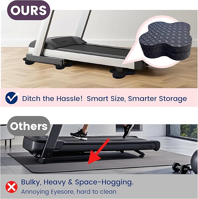 Non-Slip Walking Pad Mat, Treadmill Mat Pad for Carpet Hardwood Floors, Anti Vibration Exercise Equipment Mat for Under Treadmill & Exercise Bike Rowing Machine (6, Clover Shape, 4 x 4 x 0.2 inch)