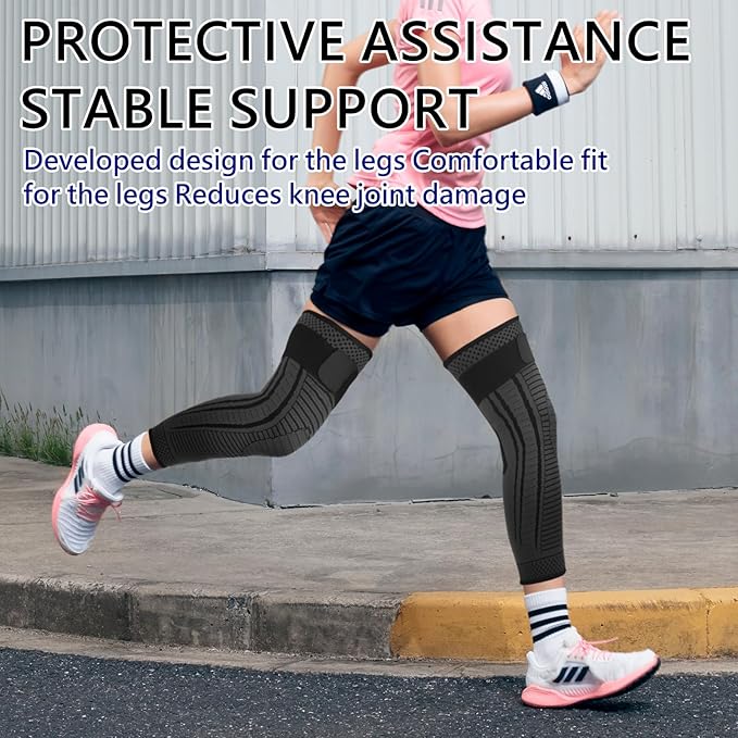 Full Leg Compression Sleeves 2 Pack Long Knee Support for Men and Women for ACJ, Meniscus Tear, Arthritis