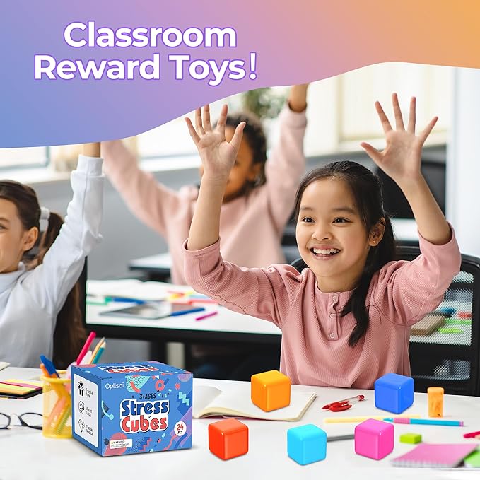 Slow Rise Stress Cube 24 Pack,Gentle Fidget Toys for Anxiety Stress Relief,Cube Stress Ball Toys, Dough Squishies Cube,Fidgets for Classroom Prize Box Toys