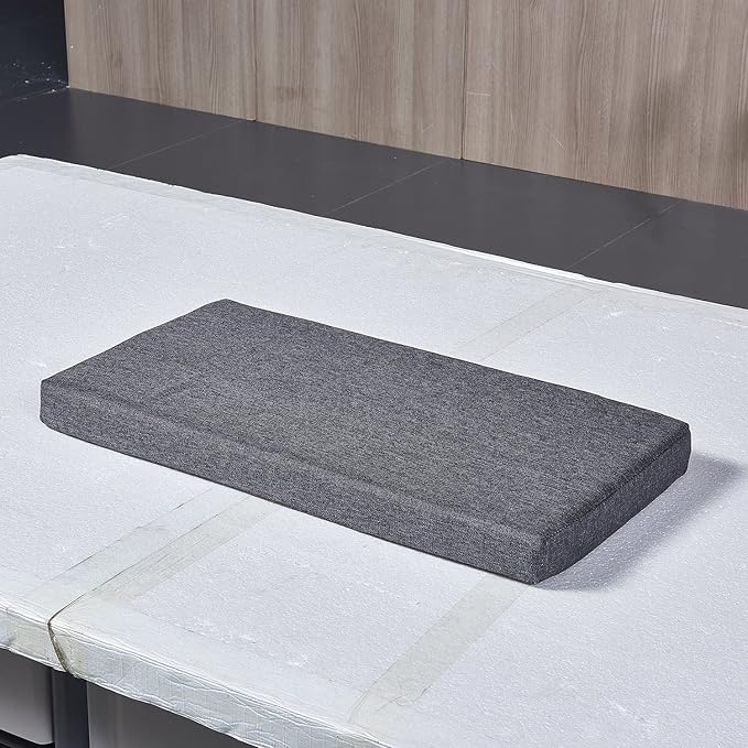 48 x 14 inch Piano Bench Cushion for Indoor Shoe Storage with Ties Non Slip Picnic Bench Pad for Kitchen Dining Table Seat, Grey