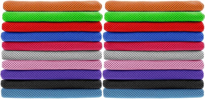 Peicees 20 Pack Microfiber Neck Cooling Towels Sports Sweat Towels Sweat Headband for Travel Beach Swimming Camping Climbing Gym Yoga Workout Backpacking, Multicolors