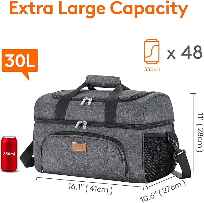 Lifewit Insulated Cooler Bag, 32/48 Can Large Leakproof Beach Cooler, Lightweight Portable Double Layer Soft-Sided Travel Ice Chest for Camping, Kayaking, Road Trips, Grocery Shopping