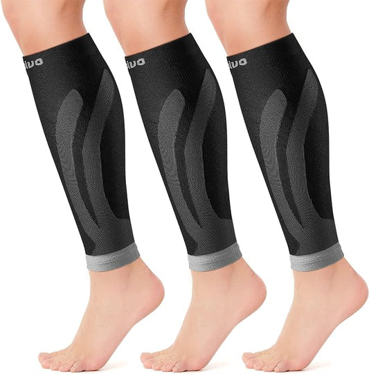 CAMBIVO 3 Pairs Calf Compression Sleeves for Men & Women – Footless Compression Socks for Shin Splints, Pain Relief, Varicose Veins – Leg Support for Running, Travel, Fitness, Nursing