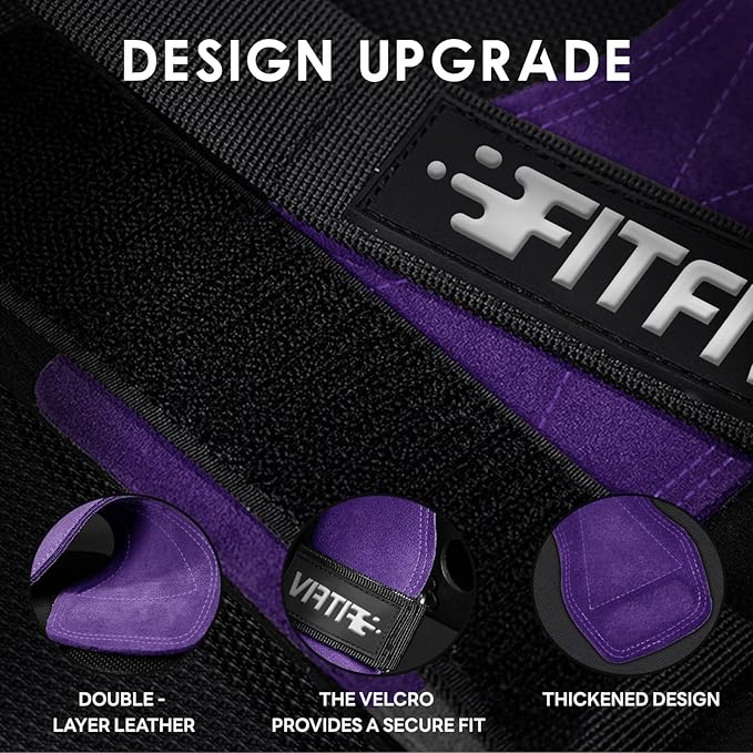 Weight Lifting Wrist Strap, Double Leather Weightlifting Wrist Straps for Gym Strength Training, Neoprene Padded Wrist Wraps - for Men & Women (Pair)