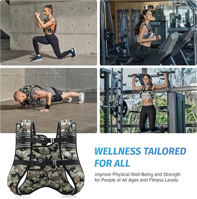 ZELUS Weighted Vest, 6lb/8lb/12lb/16lb/20lb/25lb/30lb Weight Vest with Reflective Stripe for Workout, Strength Training, Running, Fitness, Muscle Building, Weight Loss, Weightlifting