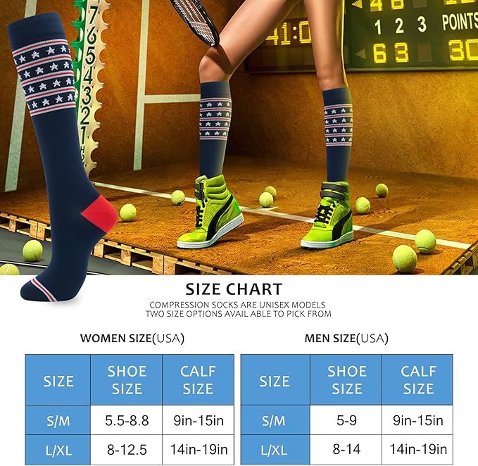 Compression Socks for Women Men Circulation Knee High 8 Pairs for Nurses, Running, Travel, Athletic