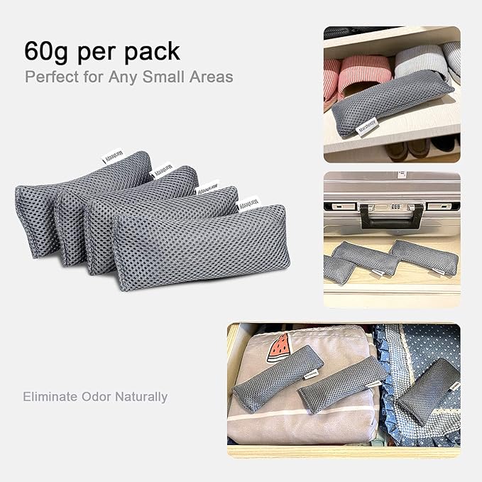 12 Pack Charcoal Shoe Deodorizer Bags inserts, Shoe Odor Eliminator,Drawer Deodorizers, Activated Charcoal Odor Absorber for Gym Bag, Car, Pet, Closet