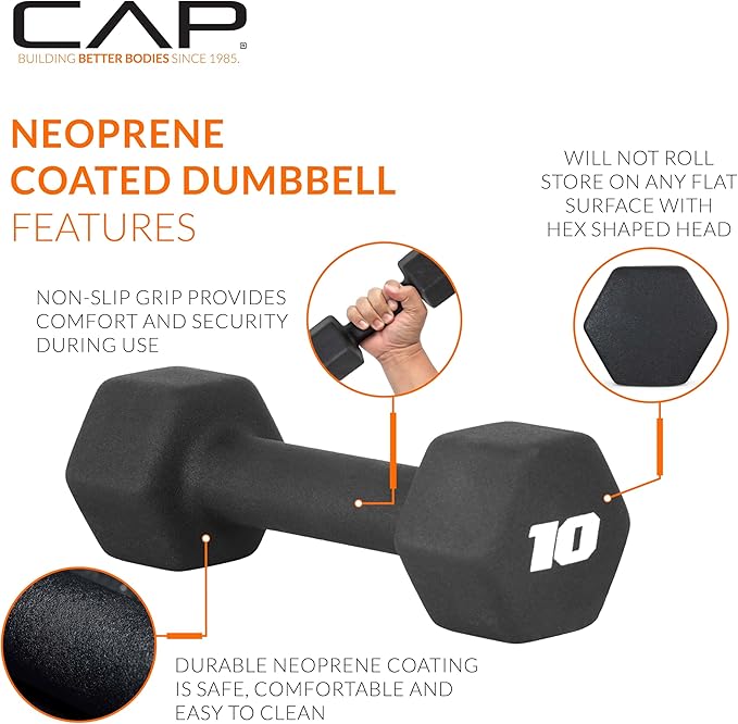 CAP Barbell Neoprene Dumbbell Weights Pairs & Sets | Multiple Colors