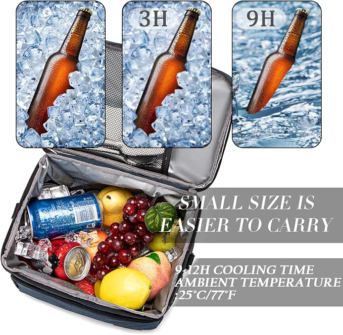 TuErcao Insulated Cooler Bag 6/24 Can Collapsible Leakproof Soft Sided Cooler for Car, Portable Foldable Small Ice Chest for Beach Camping Picnic Travel, 5/15qt Lunch Box for Men Work