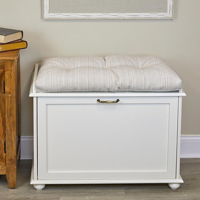 Klear Vu The Gripper Omega Non-Slip Tufted Bench Cushion for Indoor Furniture, Entryway Storage, Bay Window, Corner Nook or Piano Seat, 27 Inches, Chenille Cream