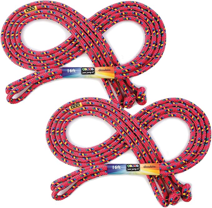 Just Jump It 16' Foot Jump Rope 2 Pack - Long Jump Ropes for Double Dutch - Outdoor Jump Ropes for Kids and Adults to Play Family Games & Exercise