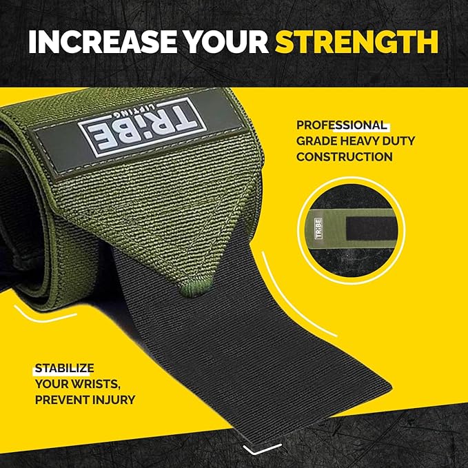 Heavy Duty Wrist Wraps & Lifting Straps – Weightlifting Wrist Wraps for Men with Silicone Grip & Padding – Gym Wrist Straps for Weightlifting