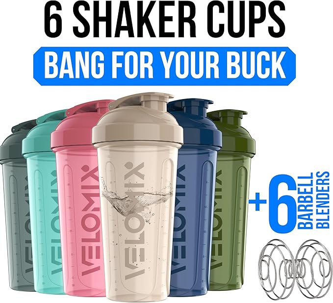 -6 PACK- 28 OZ Protein Shaker Bottles for Protein Mixes, Shaker Cups for Protein Shakes, Small Shaker Bottle Pack, Shaker Cup, Shakers for protein Shakes (Most Popular)