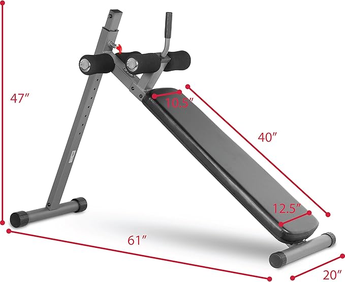 XMARK Adjustable Decline Abdominal Sit-up Bench, 12 Resistance Levels, Gray or Black