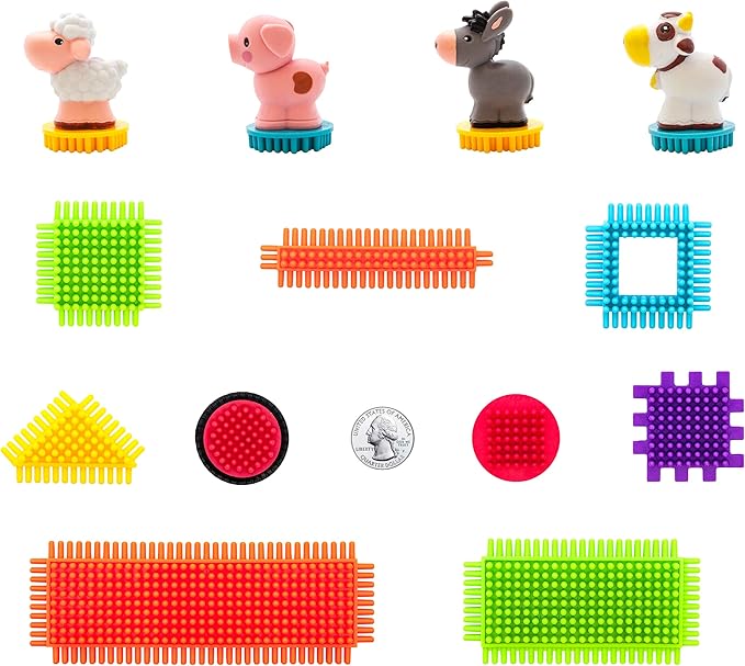 PicassoTiles PTB151 151pcs Hedgehog Lock Block STEM Building Tiles Truck Theme Set Learning Playset STEM Toy Set Educational Kit Child Brain Development Preschool Kindergarten Toy w/Animal Figures