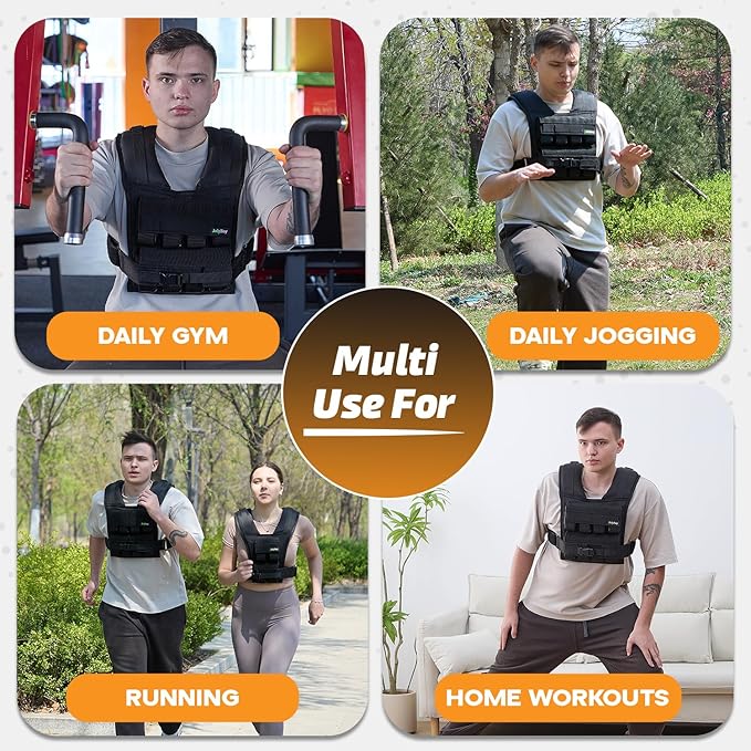 Adjustable Weighted Vest for Men and Women with Removable Weights, Weighted Vests for Posture, 20lbs | 35lbs Durable Body Weight Vest for Walking, Running, Cardio, CrossFit, Strength, and Workout