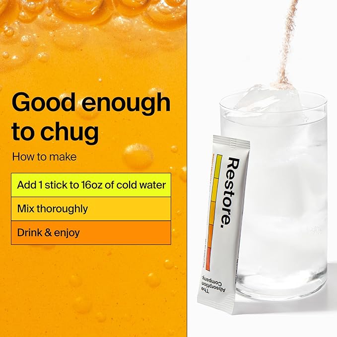 Electrolyte Powder Packets - Workout Recovery & Hydration Drink Mix with Liposomal Glutathione, Vitamin C & Methylated B Vitamins - Mango Lemonade (14 Sticks)