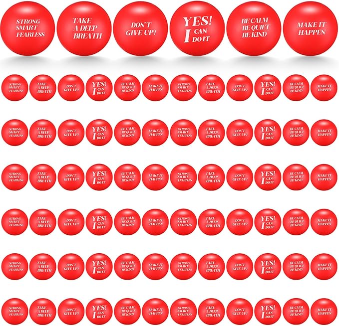 Jerify 72 Pcs Motivational Stress Balls Bulk Inspirational Stress Balls Colorful Foam for Adults Hand Exercise Small Therapy Fidget Relief Anxiety Toys for Coworkers Gifts Fidget(Red)