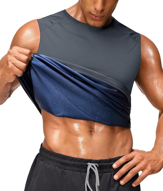 Junlan Sauna Suit for Men - Sleeveless Sauna Shirt Sweat Vest for Gym Workout