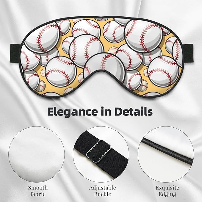 Sleep Eye Mask Baseball Softball Sleep Mask for Women Men Comfortable Eye Mask with Adjustable Strap Soft Eye Cover Blindfold for Travel Yoga Nap Shift Work