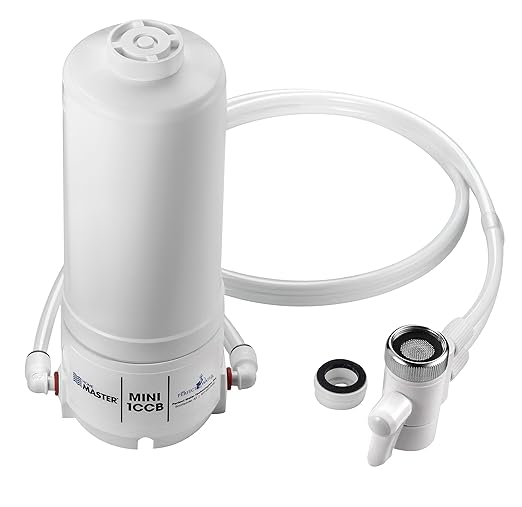 Home Master HM-MINI-1CCB Countertop Faucet Filter, 1500 Gallons Replaceable Filter, 1-Micron Absolute, Powerful Catalytic Carbon, Removes Chloramines, Chlorine, Chemicals, VOCs & More, Made in USA