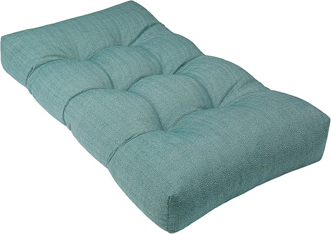 Waterproof Bench Cushion 42 Inch - Oliven Fabric, High-Density Foam, Non-Slip Bottom, Soft Durable Outdoor Tufted Long Seat Cushion for Window Garden Furniture (Water Blue, 42x16x4 Inch)