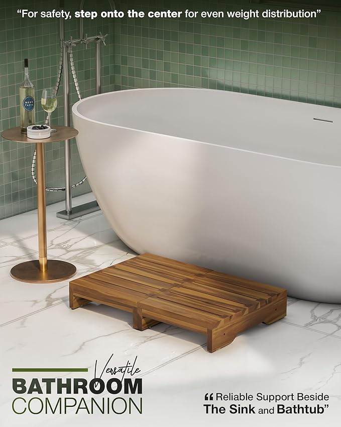 Wooden Platform Step Stool, 24.7" Step Platform for Adults & Elderly - Durable Mobility Stepping and Stair Assist Indoor & Outdoor, Heavy Duty/Non-Slip Step Stool for Handicap, Bedroom, Kitchen