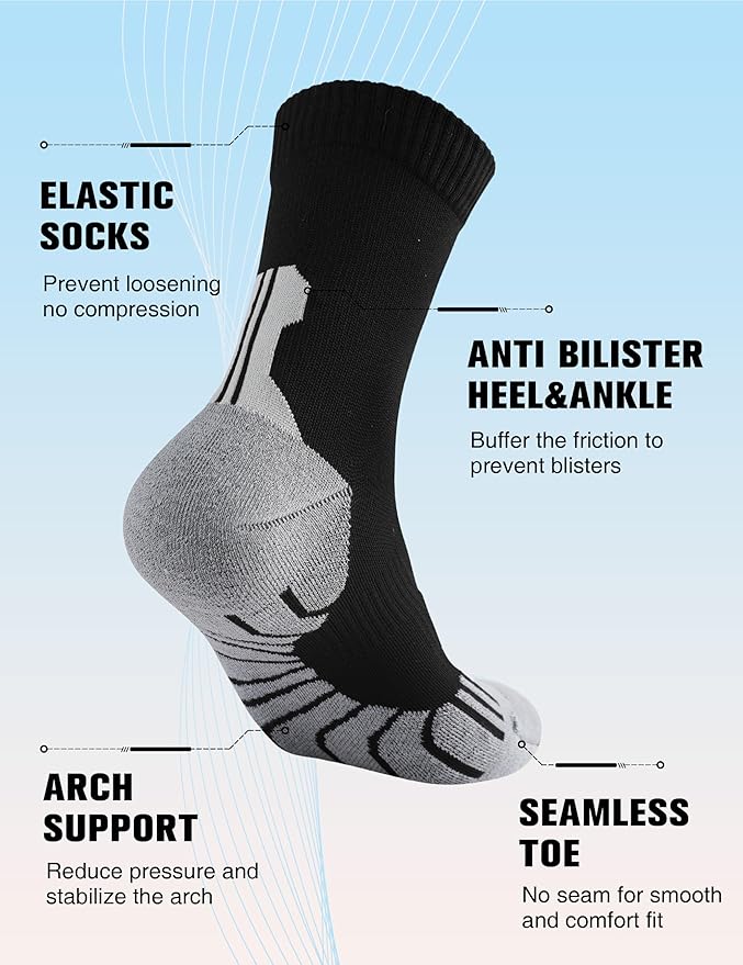 Compression Crew Running Socks: Athletic Socks for Men Women with Cushion,3 Pairs Work Hiking Basketball Sport Socks