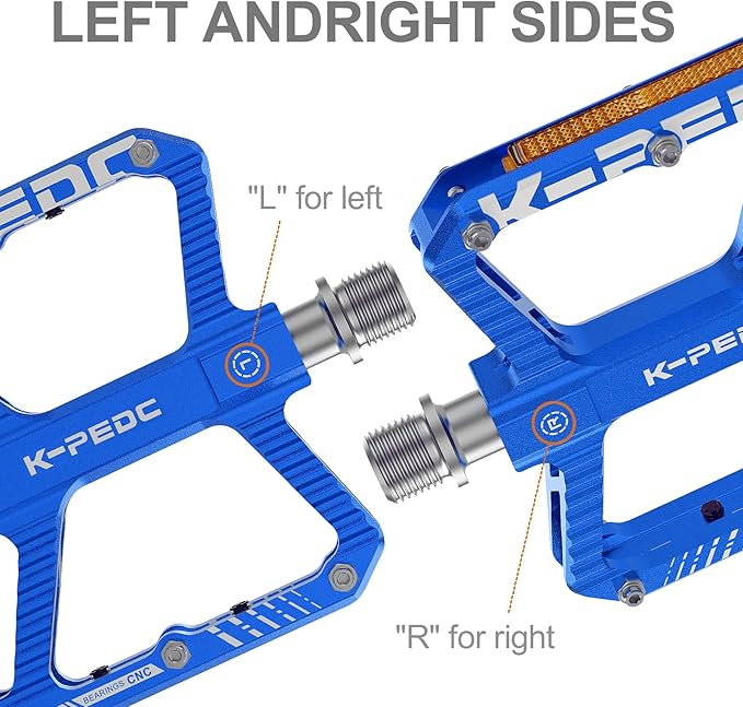 Mountain Bike Pedals MTB Pedals,Bicycle Pedals with Reflectors,Aluminum 9/16" 3 Sealed Bearing Lightweight Platform for Mountain Bike, BMX, Road Bike Pedals