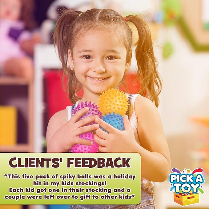 Squishy Stress Relief Sensory Toys Fidget Spiky Ball 5 - Pcs Set – Eco-Friendly Squeezy Antistress Toy Balls for Men, Women, Adults, Teens & Children –Ideal for People with OCD, ADHD, ADD & Autism