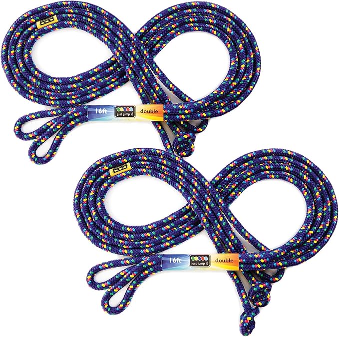 Just Jump It 16' Foot Jump Rope 2 Pack - Long Jump Ropes for Double Dutch - Outdoor Jump Ropes for Kids and Adults to Play Family Games & Exercise