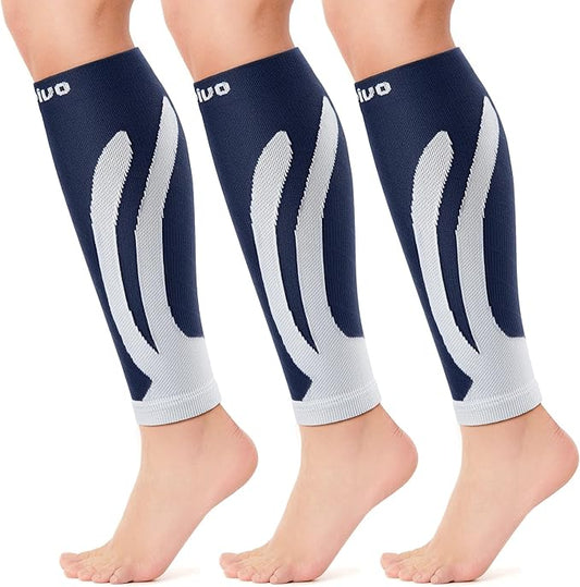 CAMBIVO 3 Pairs Calf Compression Sleeves for Men & Women – Footless Compression Socks for Shin Splints, Pain Relief, Varicose Veins – Leg Support for Running, Travel, Fitness, Nursing