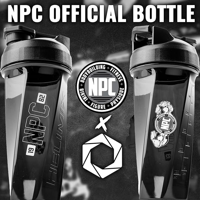 HELIMIX 2.0 NPC Officially Licensed Vortex Blender Shaker Bottle Holds upto 28oz | No Blending Ball or Whisk | USA Made | Portable Pre Workout Whey Protein Drink Shaker Cup | Mixes Smoothies Shakes