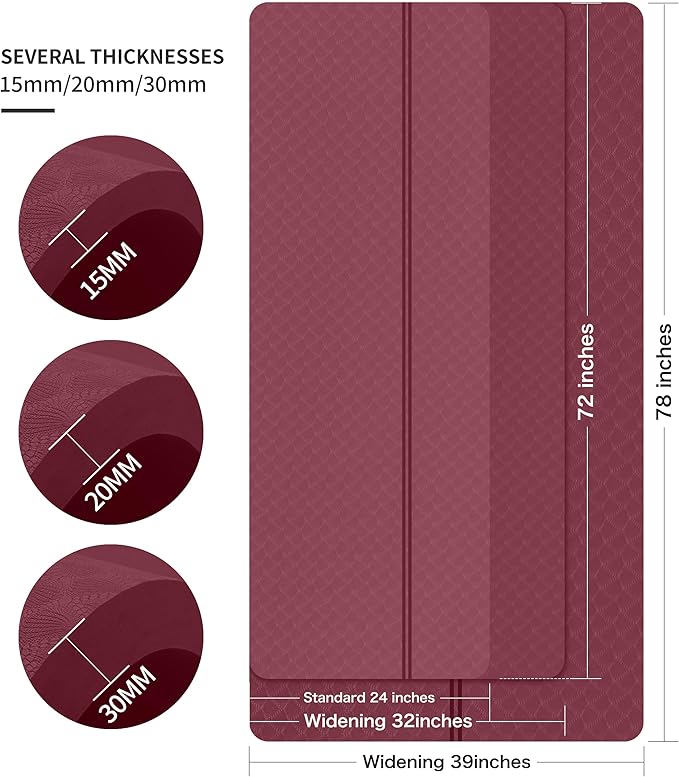 nuveti Large Exercise Mat - 15mm/20mm/30mm Thick Yoga Mat | Workout Mat for Fitness, Yoga, Pilates, Stretching & Floor Exercises for Women & Men with Free Carrying Bag