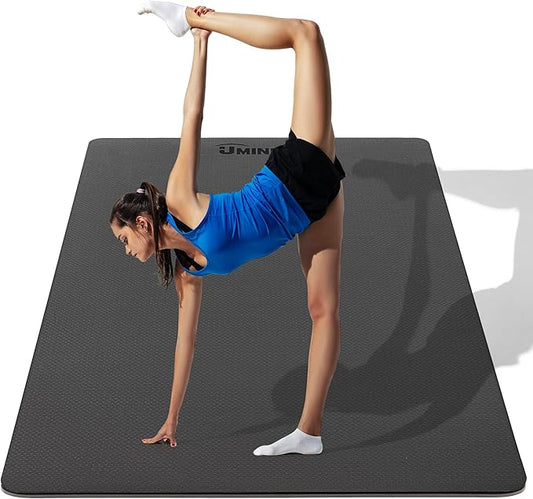 UMINEUX Large Yoga Mat for Men and Women 1/4 & 2/5 Inch Extra Thick TPE Fitness Mat for Home Gym Workout, Non-Slip, Eco Friendly Exercise Mat for Yoga, Pilates, Stretching, Meditation