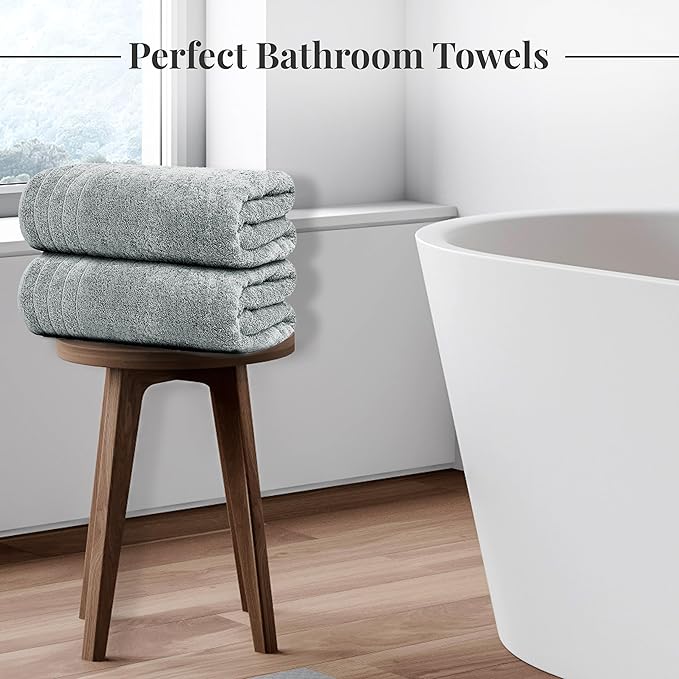 Tens Towels Pack of 4 Extra Large Bath Towels 30 x 60 Inches, 100% Cotton, Larger & Lighter Weight, Quicker to Dry, Super Soft and Absorbent, Perfect for Bathroom, Cool Grey